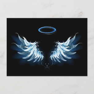 Carte Conseil Ailes d'ange bleues lumineuses sur fond noir