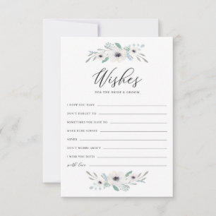 Carte Conseil Anémones à l'aquarelle Vœux pour la mariée et le m
