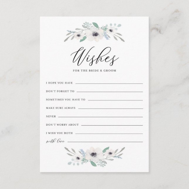 Carte Conseil Aquarelle Anemones Wives for Bride and Groom (Devant)