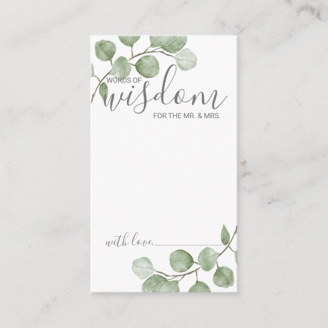 Carte Conseil Aquarelle Eucalyptus Mariage Conseils et souhaits (Devant)