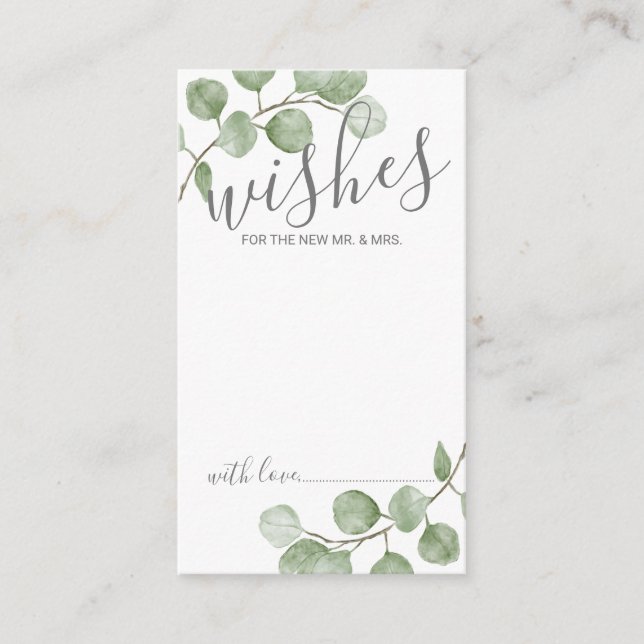 Carte Conseil Aquarelle Eucalyptus Mariage Conseils et souhaits (Devant)