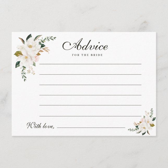 Carte Conseil aquarelle magnolia floral (Devant)