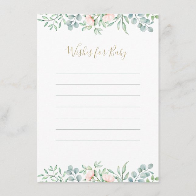 Carte Conseil Aquarelle Verdure Floral Wis Baby shower (Devant)