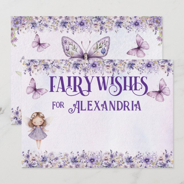 Carte Conseil Aquarelle violet Floral Fée d'anniversaire (Devant / Derrière)