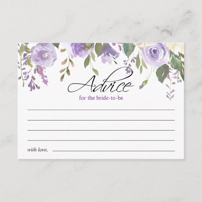 Carte Conseil Aquarelle violet violet Fête des mariées florale (Devant)