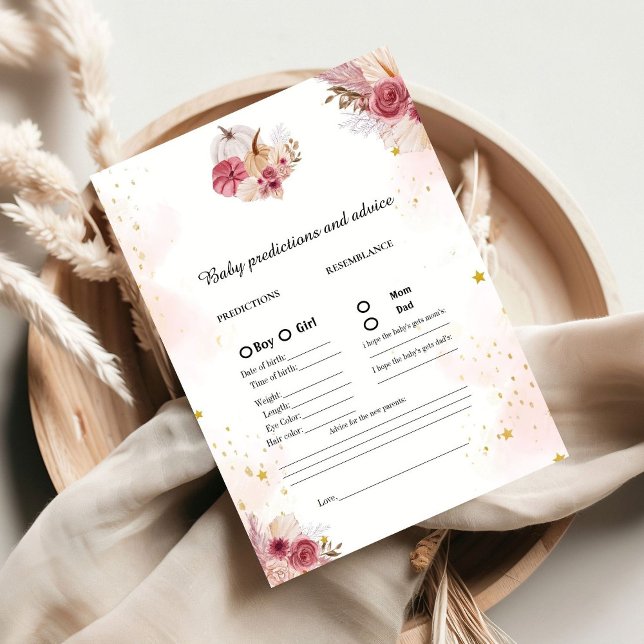Carte Conseil Automne Pumpkin prédiction bébé bébé Douche bébé j (Créateur téléchargé)