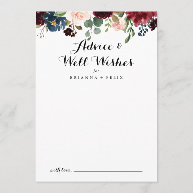 Carte Conseil Automne Rustique Calligraphie Mariage bien souhait (Devant)