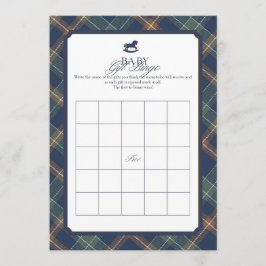Carte Conseil Baby Gift Bingo Game Navy Plaid Preppy Baby Shower