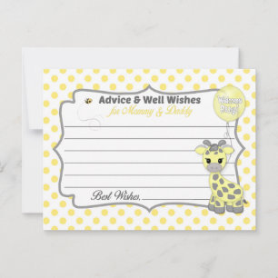 Carte Conseil Baby Giraffe Jaune Grey Conseils pour maman papa