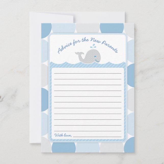 Carte conseil Baby shower baleine - Cercles bleus  (Devant)