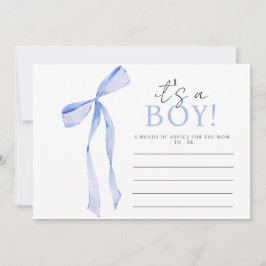 Carte Conseil Baby shower Bleu Bow Invitation, Baby shower garço