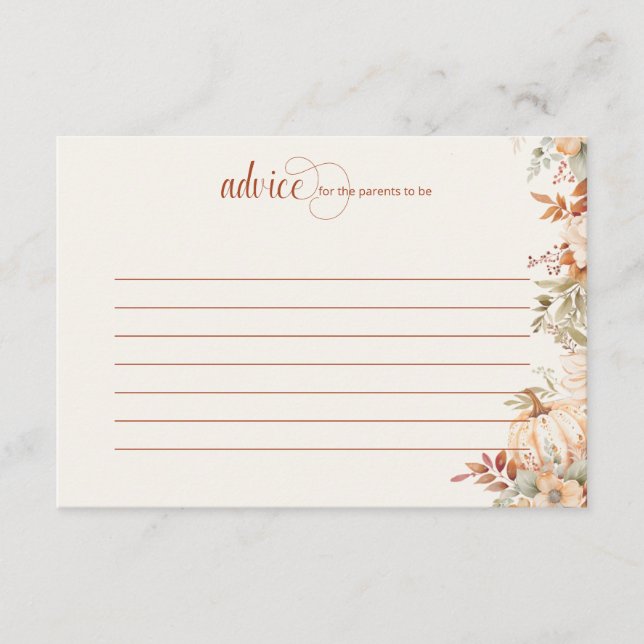 Carte Conseil Baby shower Citrouille d'automne (Devant)