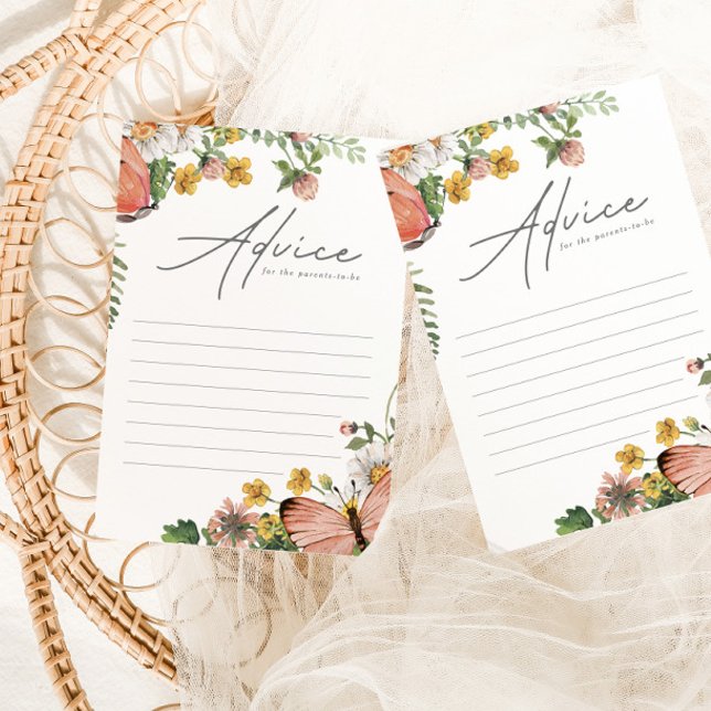 Carte Conseil Baby shower de  de Fleur sauvage botanique (Créateur téléchargé)