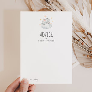 Carte Conseil Baby shower de la petite fille éléphante qui dort