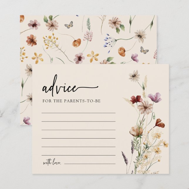 Carte conseil Baby shower Floral (Devant / Derrière)