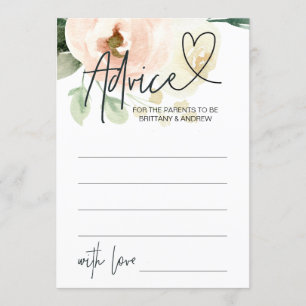 Carte conseil Baby shower florale rose vif