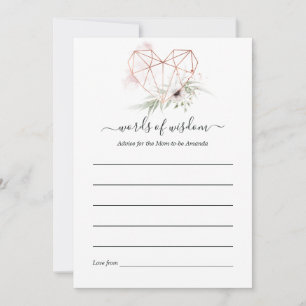 Carte Conseil Baby Shower Géométrique Eucalyptus Or Rose