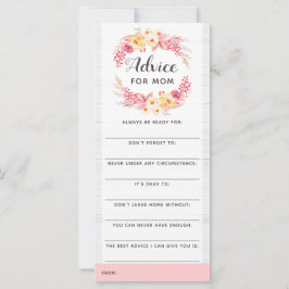 Carte Conseil baby shower Jeu Shabby Chic Rustique Flora