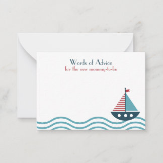 Carte Conseil Baby shower nautique rouge et bleu NAISSANCE