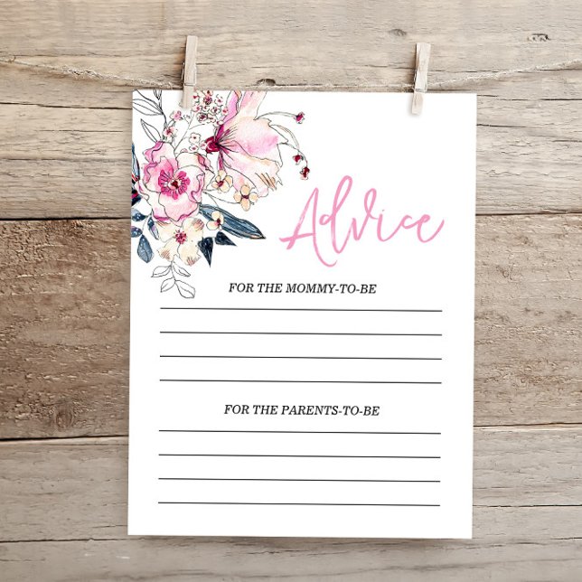 Carte conseil Baby shower rose (Créateur téléchargé)