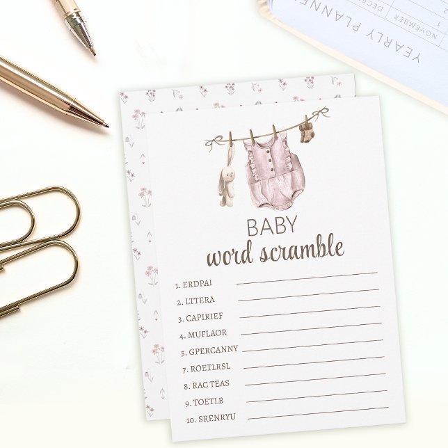 Carte Conseil Baby shower rose boho floral (Créateur téléchargé)