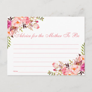 Carte conseil Baby shower rose floral