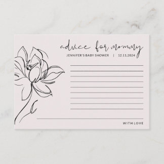 Carte Conseil Baby shower rose pâle Conseils à la mère