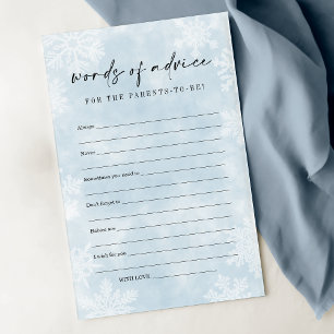 Carte conseil Baby shower simple Blue Snowflakes