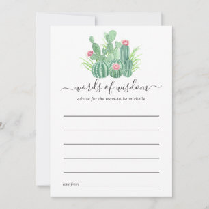 Carte Conseil Baby Shower Succulents Aquarelle