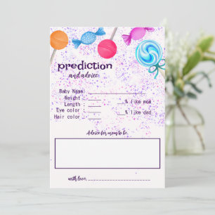 Carte Conseil Baby shower Sweets Lollipops Jeux d'activité