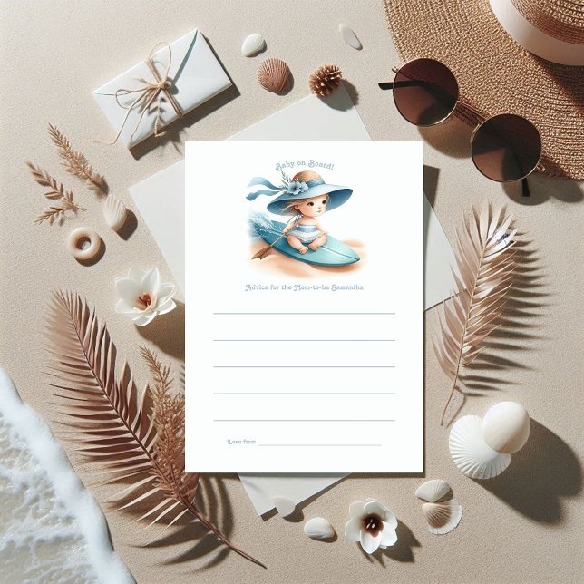 Carte Conseil Bébé à bord Baby shower côtier (Baby on Board Coastal Baby Shower Advice Card)