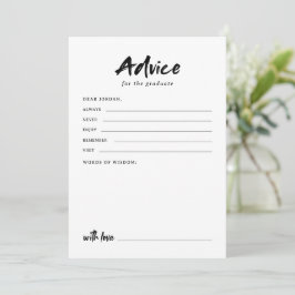 Carte Conseil Black & White Modern Script Photo Graduation