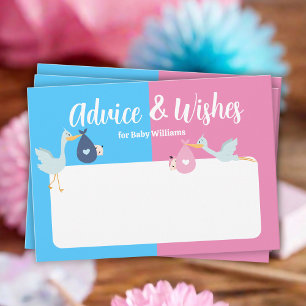 Carte Conseil Bleu Rose Genre Révélation Fête Bébé Voeux Et