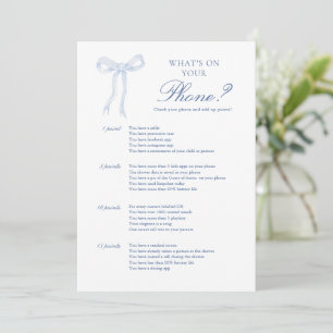 Carte Conseil Blue Bow What's On Your Phone Fête des mariées Gam