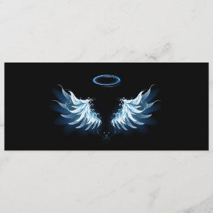 Carte Conseil Blue Glowing Angel Wings on black background