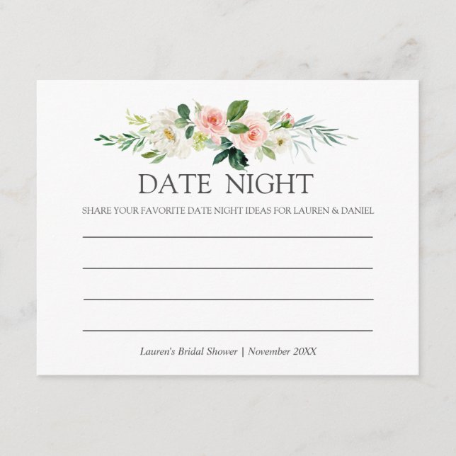 Carte Conseil Blush moderne | Date de Fête des mariées Rose de n (Devant)