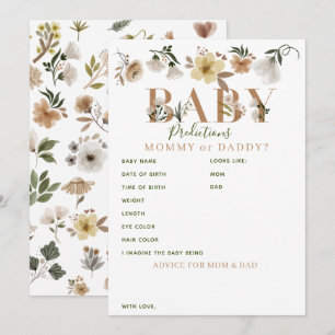 Carte Conseil Boho Floral Baby shower Prédictions et conseils