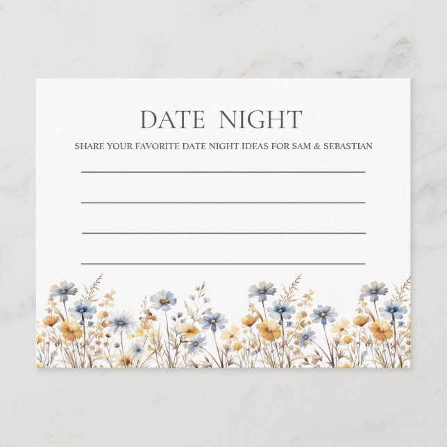 Carte Conseil Boho Spring Fleur sauvage Date Nuit (Devant)
