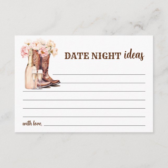 Carte Conseil Boots rustiques Fête des mariées Mariée Date Idées (Devant)
