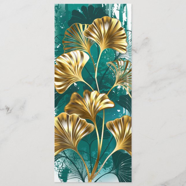 Carte Conseil Branche avec Feuilles d'or Ginko Biloba (Devant)