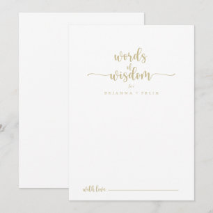 Carte Conseil Calligraphie d'or Mots Mariages de sagesse