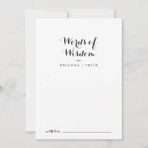 Carte Conseil Calligraphie moderne Mots Mariages de sagesse