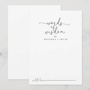 Carte Conseil Calligraphie simple Mots Mariages de sagesse