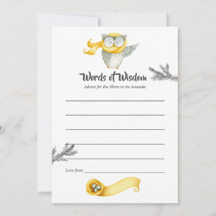 Carte Conseil Chouette d'hiver Baby shower de Noël