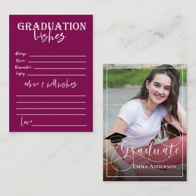 Carte Conseil Classe Simple De Photo De Diplôme De 2025 Graduati (Devant / Derrière)