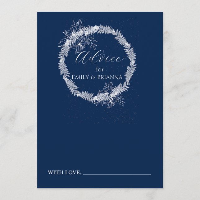 Carte Conseil Classic Elegant mariage bleu marine (Devant)