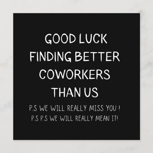 Carte Conseil Collègue quittant Coworker Quitter Funny New Job (Devant)