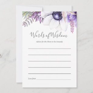 Carte Conseil Conseils de Baby Shower Fleuris Aquarelle Violet P