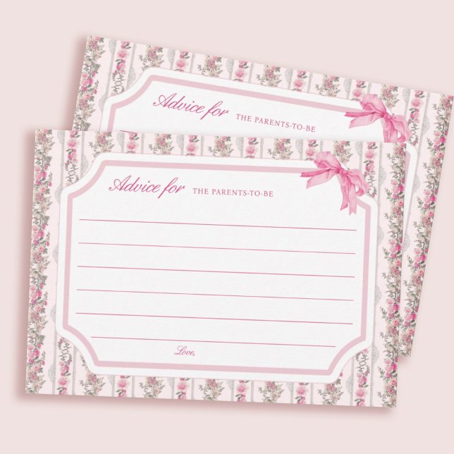 Carte Conseil Conseils De Baby shower Pour Fille Aux Parents À Ê (Créateur téléchargé)