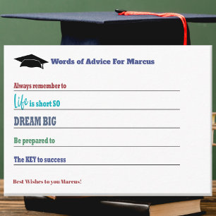 Carte Conseil Conseils de fin d'études Sagesse Meilleurs voeux G